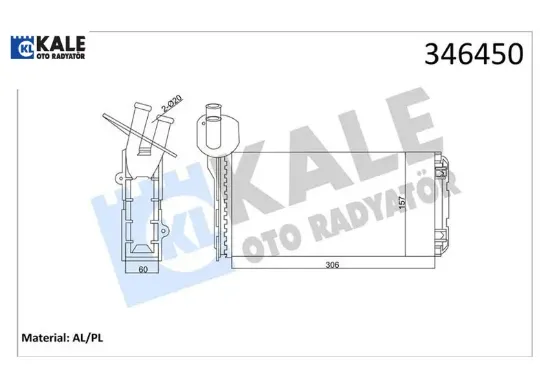Kalorifer radyatörü transporter t4 1.9d-td-2.0d-2.4d-2.5d-td arka 306x157x42 ac /- kale radyatör 701819031a/ 701819031b resmi