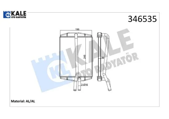 Kalorifer radyatörü brazing ka 96-08 fıesta ıv 95-02 puma 97-02 1.3-1.6 247x198x22 kale radyatör 1011670/ 1113626/ 1206843 resmi