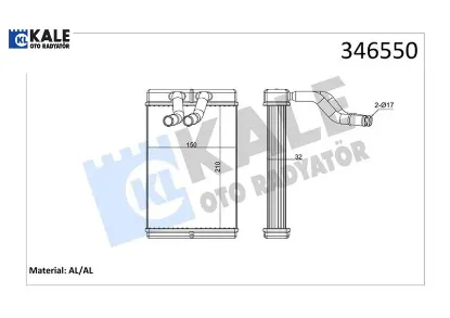 Kalorifer radyatörü h-1. Starex 2.5l d4cb d4bh 01- - aleminyum kale radyatör 970234a000/ 972034a000 resmi