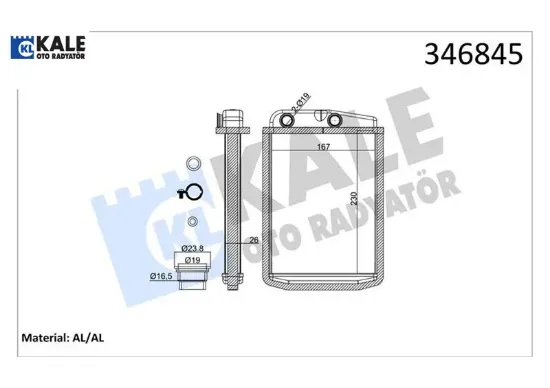 Kalorifer radyatörü boxer ııı jumper ducato ııı 06 230x163x26 kale radyatör 6448.R0/ 77364073 resmi