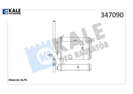 Kalorifer radyatörü twng 1.2i 93 175x152x26 oto.-mek. Kale radyatör 7701036909/ 7701208110 resmi