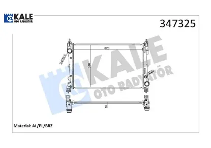 Radyatör doblo 1.4-1.3 dmtj 10 combo 1.3 cdti 12 mekanik ac /- 620x400x16 kale radyatör 51812209/ 51938013/ 1300328/ 95510450 resmi
