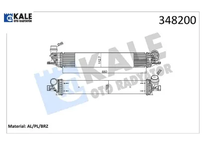 Turbo radyatörü ıntercooler lgn ııı 2.0 dcı al-pl-brz 652x112x108 kale radyatör 144960001r resmi