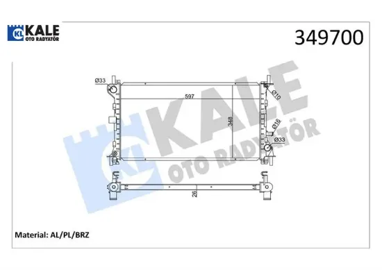 Motor su radyatoru ac focus 2.0 98 05 klımalı manuel braezıng 600 348 26 kale radyatör me98ab8005mf/ 1061191/ 1061192 resmi