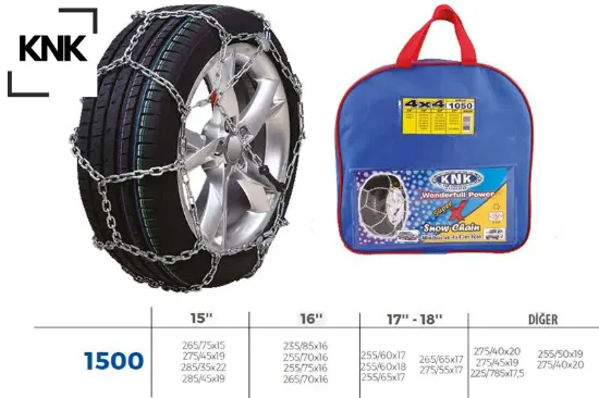 Patinaj zinciri 4x4 - minibüs ve hafif tic.araç zincir ebatları için resime bakınız. 1500 4.50 MM resmi