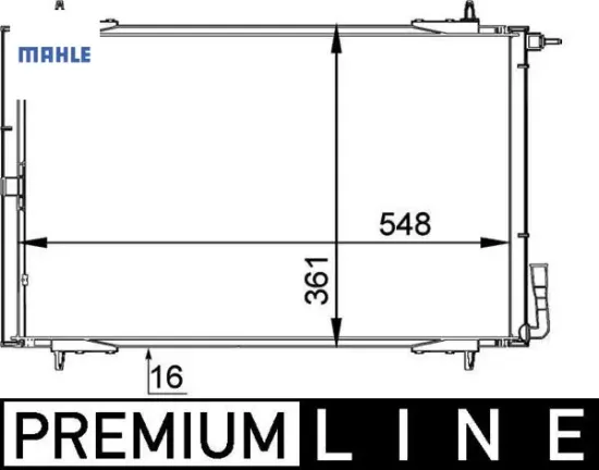 Klima radyatörü kondanser peugeot p206 98>09 1.1-1.4-1.6-2.0-1.4hdı-1.6hdı mahle 6455.Y0/ 6455.W6/ 6455.W7/ 6455.X9 resmi