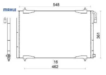 Klima radyatörü kondanser peugeot p206 98>09 1.1-1.4-1.6-2.0-1.4hdı-1.6hdı mahle 6455.Y0/ 6455.W6/ 6455.W7/ 6455.X9 resmi