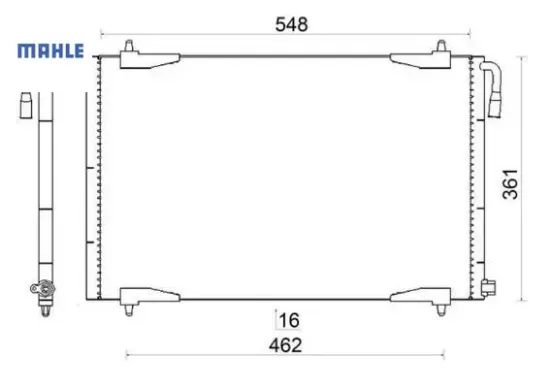 Klima radyatörü kondanser peugeot p206 98>09 1.1-1.4-1.6-2.0-1.4hdı-1.6hdı mahle 6455.Y0/ 6455.W6/ 6455.W7/ 6455.X9 resmi
