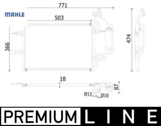 Klima radyatörü kondenseri opel meriva a 1.3 cdtı 1.6 turbo z16let 1.7 cdti 03> mahle 13148296/ 1850094 resmi