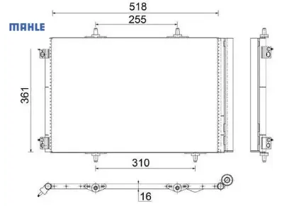 Klima radyatörü kondenser crossland 17 207 06 208 12 19 2008 13 c3 09 aırcross 17 c4 14 ds3 10 1.2-1 mahle 6455.Ek/ 6455.Hf/ 6455.Hg resmi