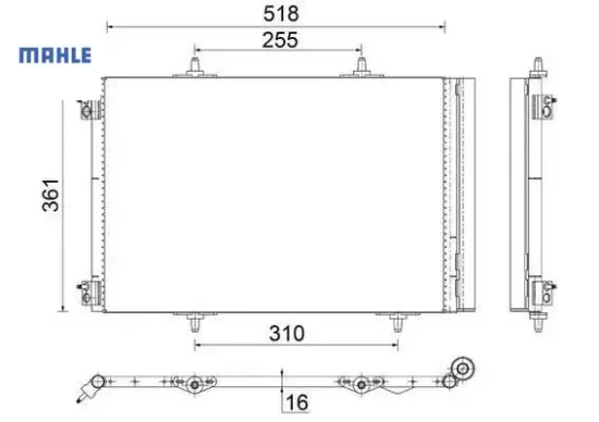 Klima radyatörü kondenser crossland 17 207 06 208 12 19 2008 13 c3 09 aırcross 17 c4 14 ds3 10 1.2-1 mahle 6455.Ek/ 6455.Hf/ 6455.Hg resmi