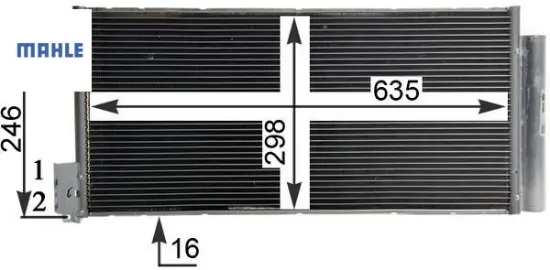 Klıma radyatoru corsa d-combo 06 grande punto-bravo ıı-lınea 1.3-1.7 cdtı-mtj 1.6t 625x295x16 mahle 95514601/ 1850168/ 55700408/ 93168140 resmi