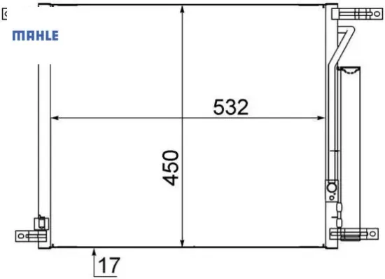 Klima radyatörü kondenser chevrolet aveo al/al 515x428x16 mahle 96878657/ 94838817/ 95227757 resmi