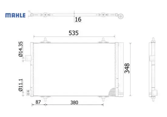 Klima radyatörü kondansör p407 04 11 508 10 18 c5 04 17 1.6-1.8-2.0 vtı-hdı mahle 6455.Hv/ 6455.Gy/ 6455.Jb/ 9683011280 resmi