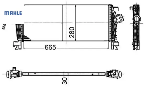 Turbo radyatörü ıntercooler astra j-cruze-zafıra c 1.4 net-nel 1.6-1.8 xer-let-dtl-dth 665x280x30 mahle 1302148/ 13311080 resmi