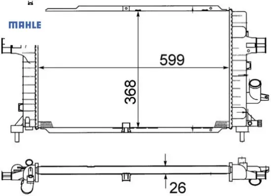 Radyatör astra h 1.3-1.7-1.9 cdti 04 > zafıra 1.7-1.9 cdtı 05 > ac klimasız-klimalı mek 599x368x26 mahle 13143570/ 1300269/ 13128925/ 1300271 resmi