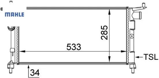 Radyatör corsa b-tıgra-combo 1.2-1.4-1.4 16v klimasız mek 530x285x34 mahle 1300149/ 90410047/ 90410048 resmi