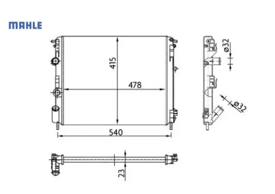 Radyatör clıo ıı-kng-logan1.5 dcı-1.6 16v-1.9 dtı-k4m ac klimasız mek 480x414x28 mahle 7700428082 resmi