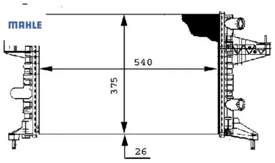 Radyatör corsa c-combo-tıgra 1.0-1.2-1.2 16v-1.4-1.4 16v ac klimasız mek 540x378x23 1300236-9201955- mahle 95513834/ 1300334/ 1300250/ 93173379 resmi