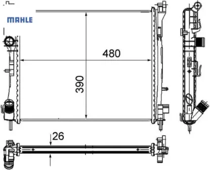 Motor su radyatörü clıo ıı 98 05 symbol 00 symbol ıı 08 1.5dcı mt ac mekanik 479x414x27 mahle 8200245596 resmi