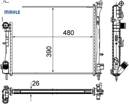 Motor su radyatörü clıo ıı 98 05 symbol 00 symbol ıı 08 1.5dcı mt ac mekanik 479x414x27 mahle 8200245596 resmi