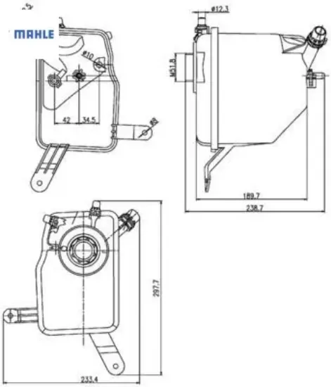 Radyator yedek su deposu e60 e61 e63 e64 mahle 17137542986 resmi