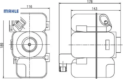 Genleşme tankı radyatoru yedek su deposu volvo s60/ v70/ s80/ xc90 mahle 30741154/ 30723929/ 30741973 resmi