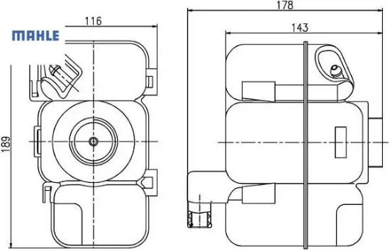 Genleşme tankı radyatoru yedek su deposu volvo s60/ v70/ s80/ xc90 mahle 30741154/ 30723929/ 30741973 resmi