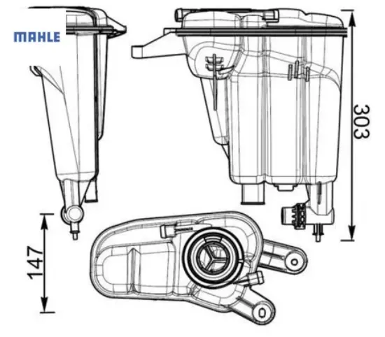 Radyatör yedek su deposu a4-a5 08- febı 103414 crt 95 000s mahle 8k0121403q/ 8k0121403t resmi