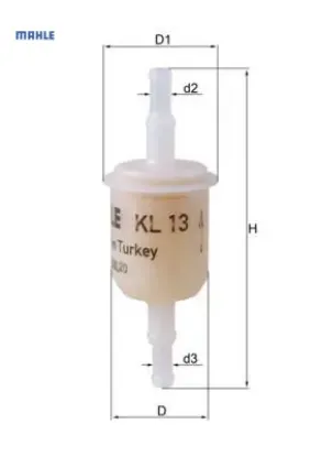 Şeffaf benzin ara filtre küçük tip üniversal mahle 7700544588/ 82425649/ 251201511d resmi