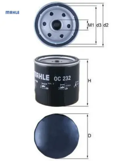 Yağ filtresi fıesta 1.8dı-focus 1.8tdcı-1.8dı/tddi-1.8t-connect 1.8dı-1.8tdcı-1.8tdı-transıt 2.5tdı mahle 1059924/ 1136568/ 1231233 resmi