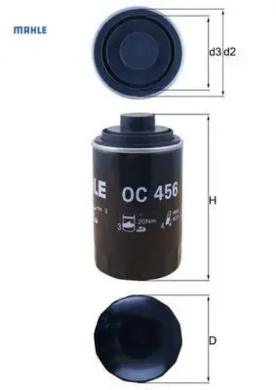 Yağ filtresi golf vı-passat 10 tıguan 07 t5 11 a3 04 a4 08 a6 11 octavıa 09 leon 09 2.0 tfsı mahle 06h115561/ 06j115561b/ 06a115555b resmi