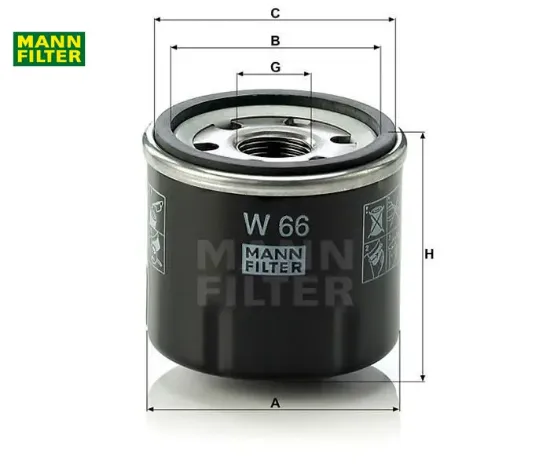 Yağ filtresi clıo ı-ıı-ııı-kng-twng-modus 1.2 04/03 mann-fılter 8200257642/ 1520800qag resmi