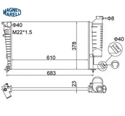 Radyatör su     306-xsara-zx magnetı marellı 1330.45/ 1330.C7 resmi