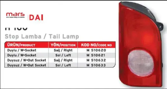 Stop lambası duysuz sol h100 mars 9240143810 resmi