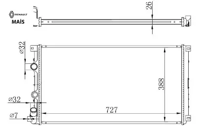Radyatör movano-master ıı 99-01 1.9-2.2-2.5-2.8 dt ac mek 728x414.5x27 maıs 7701049664 resmi