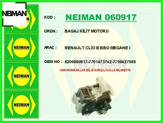 Bagaj kilit motoru renault clio ııı bbo megane ı neıman 8200060917/ 7701473742/ 7700427088 resmi