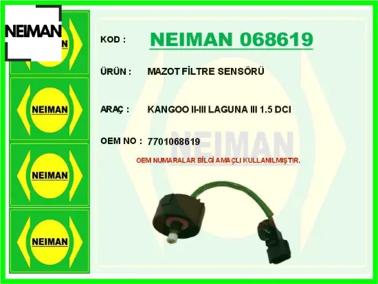 Mazot filtre sensörü kangoo ıı-ııı laguna ııı 1.5 dcı neıman 7701068619 resmi