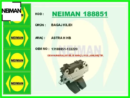 Bagaj kılıdı astra h hb neıman 13188851/ 133220 resmi