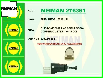 Fren pedal musuru clıo ıv-modus 1.2-1.5 dcı-lodgy-dokker-duster 1.6-1.5 dcı neıman 8200276361 resmi