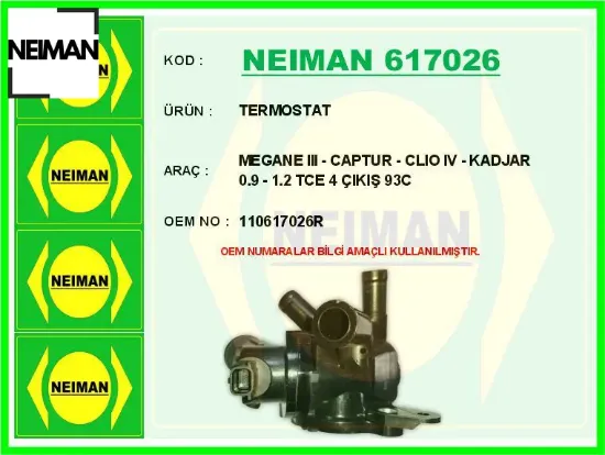 Megane ııı - captur - clıo ıv - kadjar 0.9 - 1.2 tce 4 çıkış 93c neıman 110617026r resmi