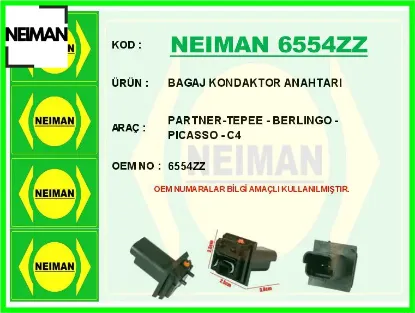 Bagaj kondaktor anahtarı partner-tepee - berlıngo - pıcasso - c4 neıman 6554zz resmi