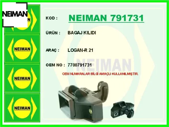 Bagaj kılıdı logan-r 21 neıman 7700791731 resmi