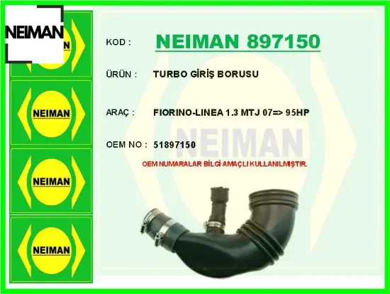 Turbo giriş borusu fıorıno-lınea 1.3 mtj 07 > 95hp neıman 51897150 resmi