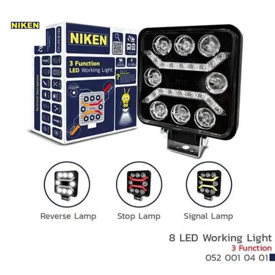 Çalışma lambası pro 8 led 3 fonksıyon kare nıken  resmi