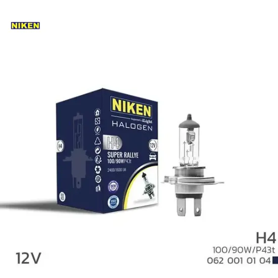 Nıken h4 100w/90w halojen ampul p43t 12v nıken  resmi