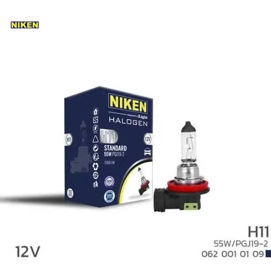Nıken h11 55w halojen ampul pgj19-2 12v 64211 nıken 7701049263/ 6216.A3 resmi