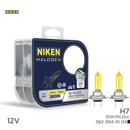 Nıken 12v h7 55w sarı ışık ampul px26d 2800k nıken unıversal resmi