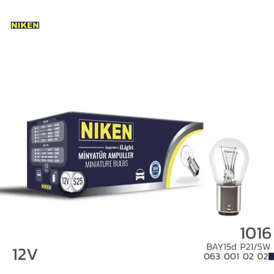 Nıken 1016 ampul şaşı tır.bay15d p21w/5w 12v 10lu nıken  resmi