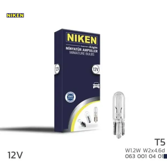Nıken t5 mınyatur ampul w1.2w w2x4.6d 12v 10lu nıken  resmi
